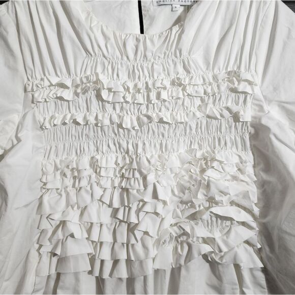 English Factory Sz. S White Short Sleeve Ruffle Tee Dress - Picture 7 of 16